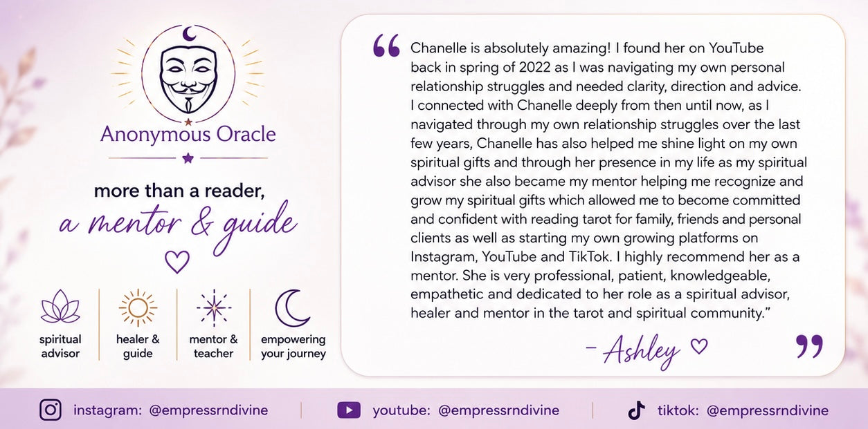 I connected with Chanelle deeply from then until now, as I navigated through my own relationship struggles over the last few years. Chanelle has also helped me shine light on my own spiritual gifts and through her presence in my life as my spiritual advisor she also became my mentor, helping me recognize and grow my spiritual gifts and through her presence in my life as my spiritual advisor she also became my mentor, helping me recognize and grow my spiritual gifts which allowed me to become committed..